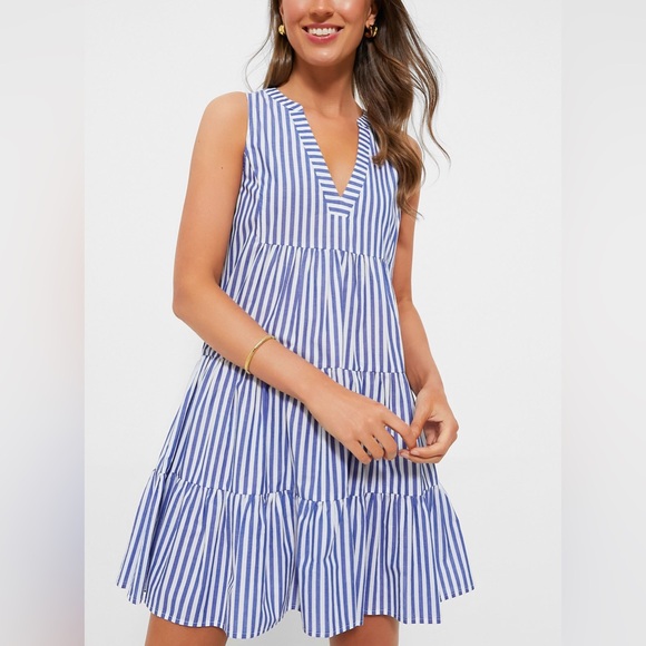 Pomander Place Dresses & Skirts - Pomander Place Tuckernuck Blue White Stripe Sleeveless Cotton Poplin Kenzo Dress